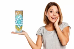 Hanukkah 20oz Tumbler Design, Star of David, Blue Tumbler Product Image 3