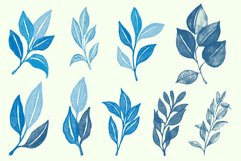 Blue Leaf with Watercolor Vector Set Product Image 1