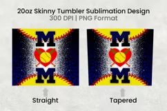 Blue Softball Mom, Leopard 20 oz Skinny Tumbler Sublimation Product Image 2