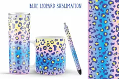 Blue Leopard Skinny Tumbler Sublimation. Pen and Mug Wrap Product Image 1