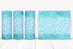 Blue Leopard Glitter Tumbler Sublimation I 20 Oz Tumbler Wrap PNG