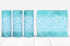 Blue Leopard Glitter Tumbler Sublimation I 20 Oz Tumbler Wrap PNG