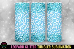 Blue Leopard Glitter Tumbler Sublimation I 20 Oz Tumbler Wrap PNG