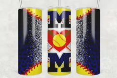 Blue Softball Mom, Leopard 20 oz Skinny Tumbler Sublimation Product Image 1