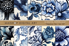 Blue Monochrome Majolica Floral Patterns Product Image 1