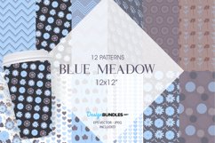 Blue Meadow Digital Papers, Blue Meadow Vector Patterns Product Image 1