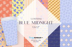 Blue Midnight Digital Paper, Blue Midnight Vector Patterns Product Image 1