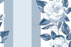 Blue monochrome floral striped pattern | Digital paper Product Image 2