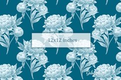 Blue monochrome floral seamless pattern | Peony flowers 2 Product Image 1