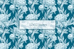 Blue monochrom floral seamless pattern | Peony flowers 1 Product Image 1