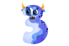Blue Monster Numbers Clipart 0-9 School Cartoon Product Image 6