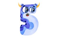 Blue Monster Numbers Clipart 0-9 School Cartoon Product Image 2