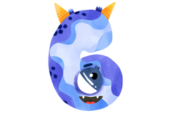Blue Monster Numbers Clipart 0-9 School Cartoon Product Image 3