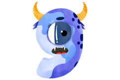 Blue Monster Numbers Clipart 0-9 School Cartoon Product Image 9