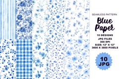 Floral Seamless Blue Graphic Pattern Watercolor 10 JPG Product Image 1