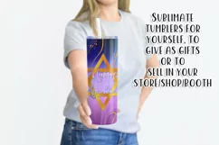 Happy Hanukkah Pink Blue Tumbler Design, Gold Star of David Product Image 3