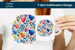 Blue pink orange hearts and leaves TShirt Background