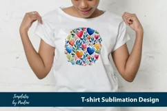 Blue pink orange hearts and leaves TShirt Background