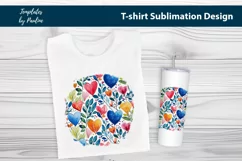Blue pink orange hearts and leaves TShirt Background