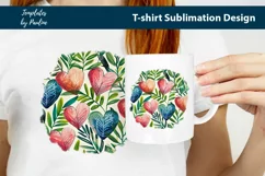 Blue pink red hearts and leaves TShirt Background