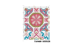 Blue pink square sampler ornaments cross stitch pattern - Tango Stitch