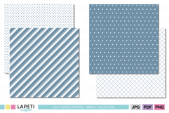 Blue plaid and gingham pattern papers