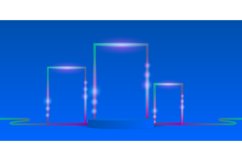 Blue podium stage with neon light design background Product Image 1
