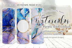 Blue Purple Watercolor Gold Glitter 20oz Tumbler U Customize Product Image 1
