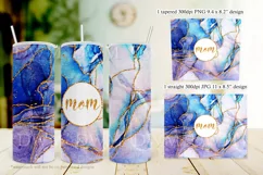 Blue Purple Watercolor Gold Glitter 20oz Mom Tumbler Product Image 3
