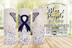 Blue Purple Butterfly Ribbon 20oz Tumbler Product Image 1