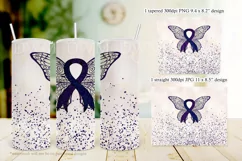 Blue Purple Butterfly Ribbon 20oz Tumbler Product Image 4