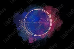 Watercolor blue & red logo Background Round Gold frame png Product Image 2