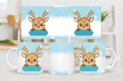 Blue Custom Christmas Reindeer Mug Wrap Product Image 3