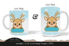 Blue Custom Christmas Reindeer Mug Wrap Product Image 7