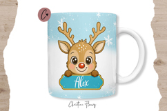 Blue Custom Christmas Reindeer Mug Wrap Product Image 2
