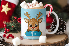 Blue Custom Christmas Reindeer Mug Wrap Product Image 5
