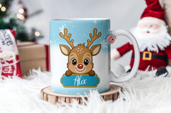 Blue Custom Christmas Reindeer Mug Wrap Product Image 1
