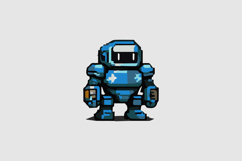Blue Retro Robot Design Vector Product Image 2