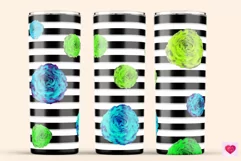 rose flower tumbler ideas. yellow and blue rose skinny tumbler wrap. striped tumbler