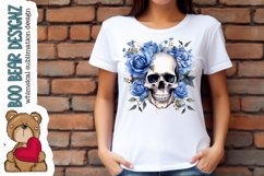 Watercolor Skull and Roses Sublimation design Product Image 1