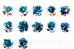 Blue Roses Teardrop Earring Sublimation Designs Product Image 2
