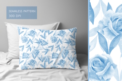 Blue Roses Seamless Pattern | Hand Drawn Floral Background Product Image 1
