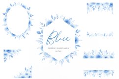 Blue roses watercolor floral frames clipart PNG Product Image 1