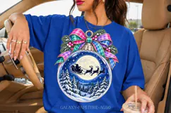Blue Santa Sleigh Ornament PNG with Full Moon Product Image 2