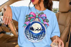 Blue Santa Sleigh Ornament PNG with Full Moon Product Image 3