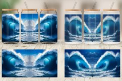 Blue Sea Waves Rolling Glass Can Wraps Product Image 4