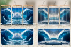 Blue Sea Waves Rolling Glass Can Wraps Product Image 5