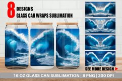 Blue Sea Waves Rolling Glass Can Wraps Product Image 1