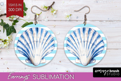 Blue Seashell Nautical Round Earrings Sea Quotes PNG Product Image 1