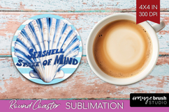 Blue Seashell Nautical Round Coaster Sea Quotes Coaster PNG Product Image 1